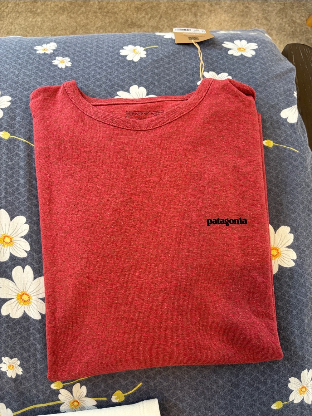 New Patagonia Heather Red Short-Sleeve Crew Tee with Chest Logo